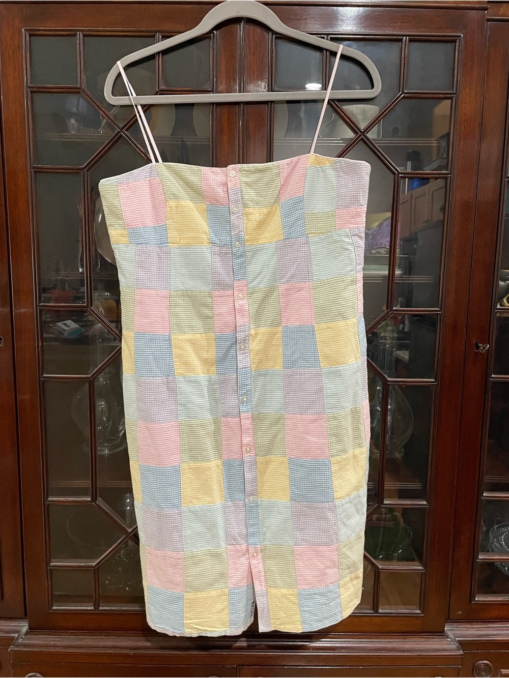 EUC Ralph Lauren Blue Label Colorful Pastel Patchwork Midi Dress 12 Cotton